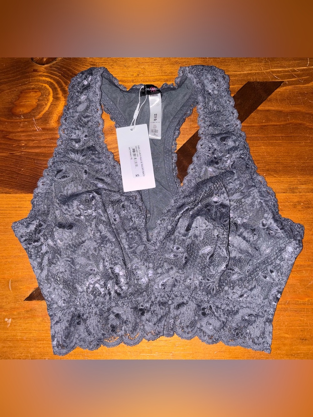 Cosabella Never Say Never Curvy Racie Racerback Bralette in Anthracite Sz XS NWT
